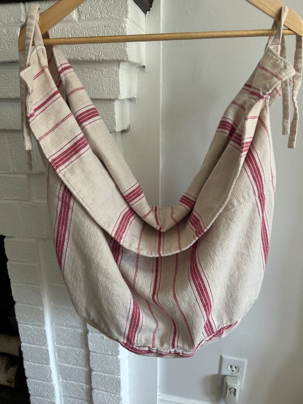 Pottery Barn Cotton Red and Cream Large Basket Liner